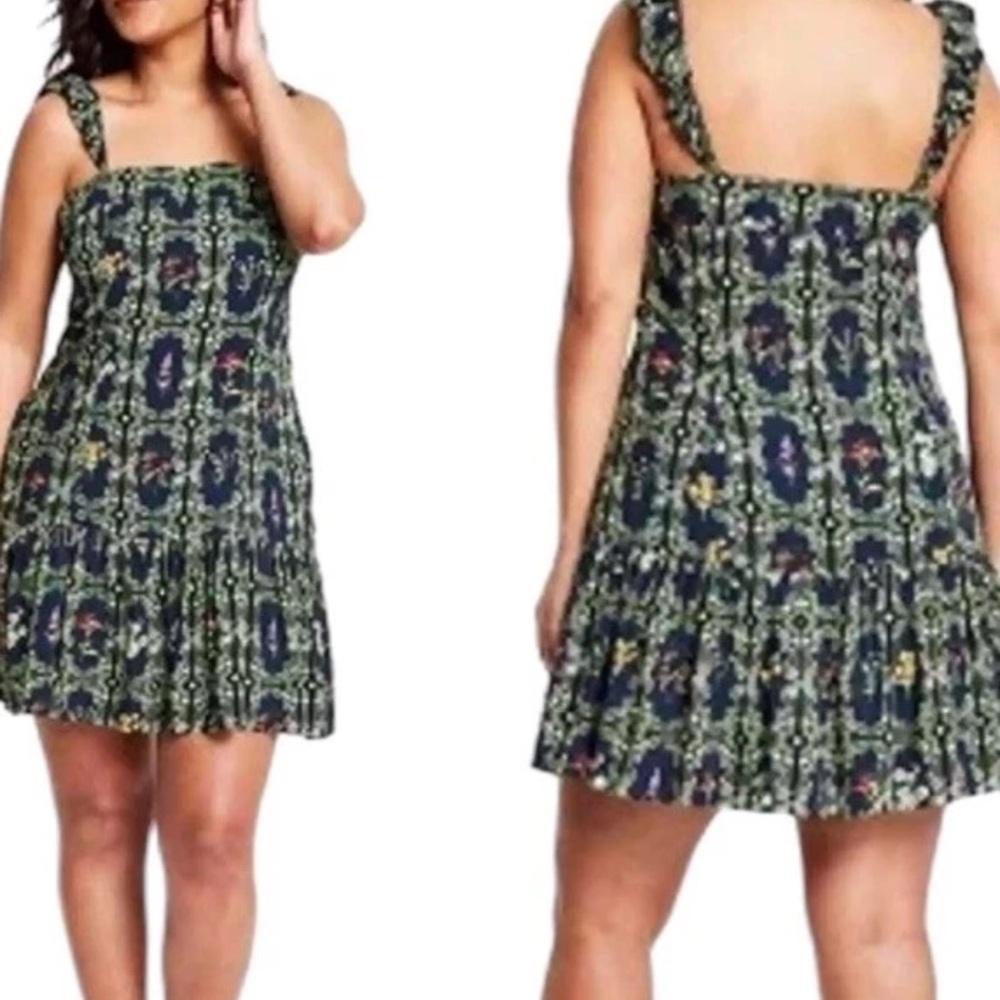 Agua Bendita Navy Floral Mini Dress